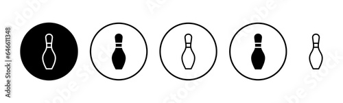 Bowling icon set illustration. bowling ball and pin sign and symbol.