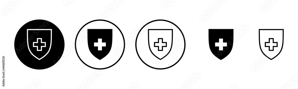 Obraz premium Health insurance icon set illustration. Insurance document sign and symbol