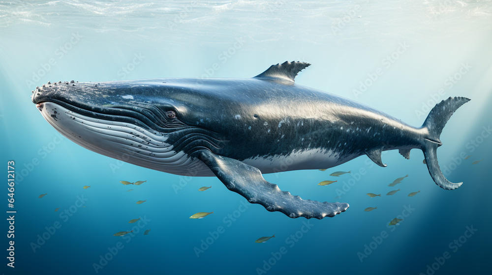 Fototapeta premium Whale swimming in the water