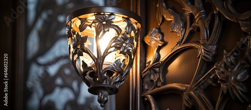 Detail of wall sconce close-up.
