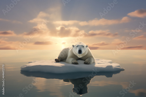 Polar Bear in North Pole with scenic snow mountain view  create using Generative Ai Tools