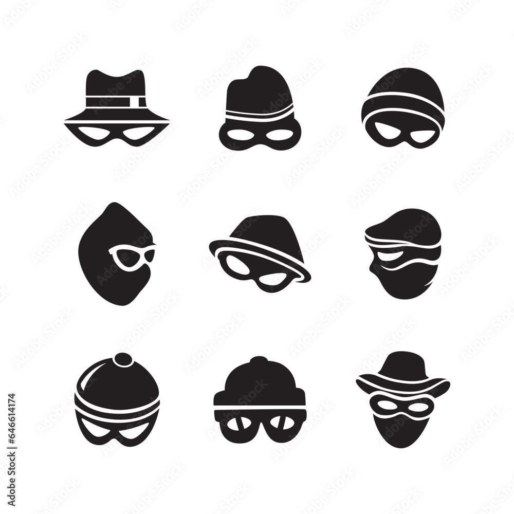 Set of thief, burglar, robber icon logo vector illustration template
