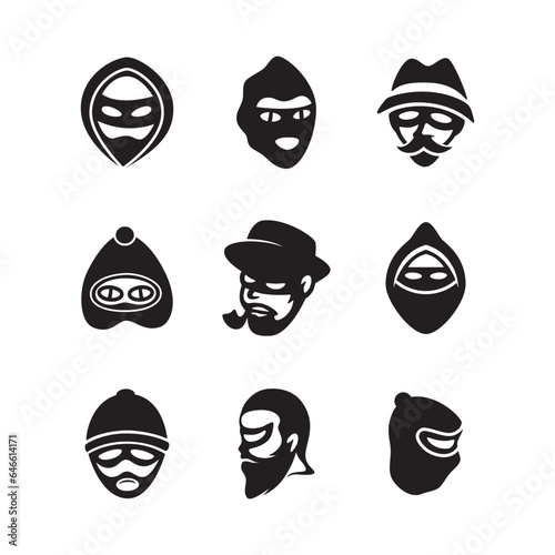 Set of thief, burglar, robber icon logo vector illustration template