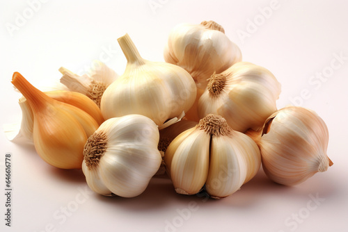 Garlic onion bawang putih gelar Fresh foods vegetable spices agriculture organic healthy photo