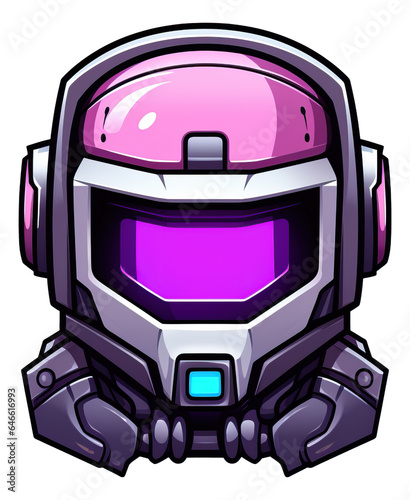 Futuristic space bot helmet icon isolated.