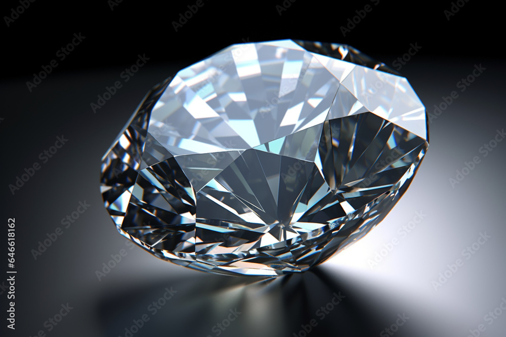Beautiful 3D Rendered Shiny Diamond in Brilliant Cut on Black Background Beautiful 3D Rendered Shiny Diamond in Brilliant Cut on Black Background