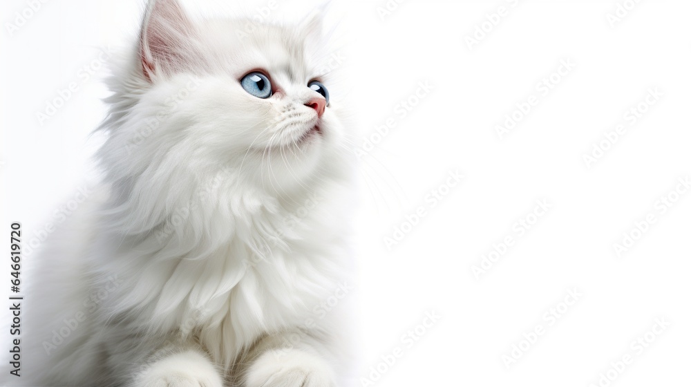 free photos white cat white background. Generative AI
