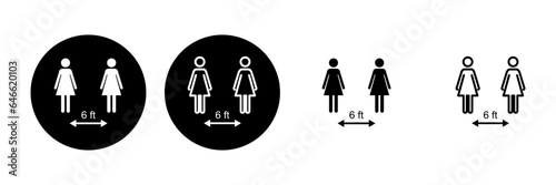 Social distancing icon set. social distance icon. self quarantine sign
