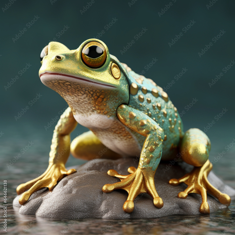 a cute 3d frog with a unique motif