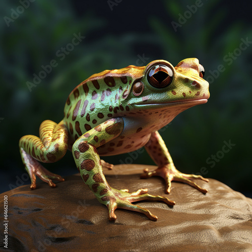 a cute 3d frog with a unique motif