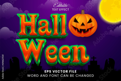 Halloween spooky 3d editable vector text effect