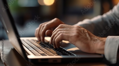 free photos hands of a businessman working using a laptop.AI generator