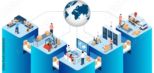 Global logistics network concept with Transportation operation service, Supply Chain Management - SCM, Company Logistics Processes.