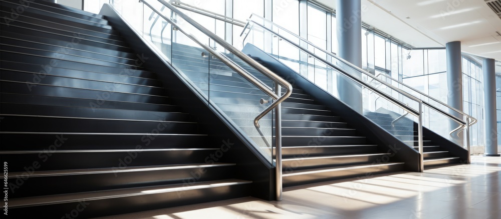 Fototapeta premium New modern building with a black metallic staircase.
