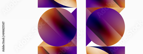 Serene gradient template. Circles and triangles mingle in minimalist perfection. Gentle fusion of forms and hues creates balanced yet captivating backdrop, embodying modern sophistication