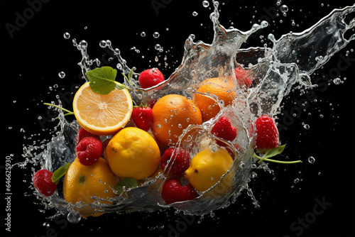 Früchte, Salat, Obst und Wasser