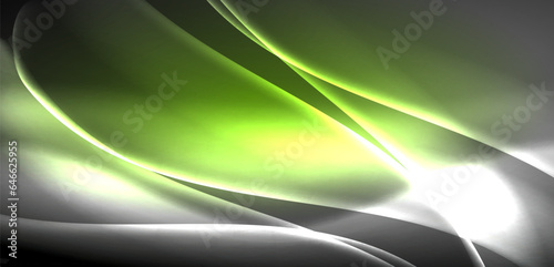 Neon-lit waves surge across background, mesmerizing dance of luminescence and motion. Dynamic backdrop captures essence of energy and modern aesthetics