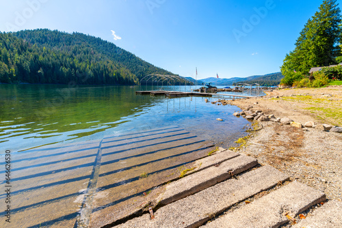 Boat launch ramps and docks at the small, rural Spirit Lake in the Northwest small town of Spirit Lake, Idaho, a suburb of the general Coeur d'Alene area of the North Idaho Panhandle. © Kirk Fisher