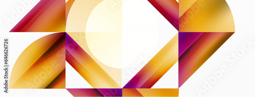 Minimalist marvel - squares and circles unite in harmonious geometry. Muted tones weave serene backdrop where structured tiles form dance of timeless elegance, epitomizing modern simplicity