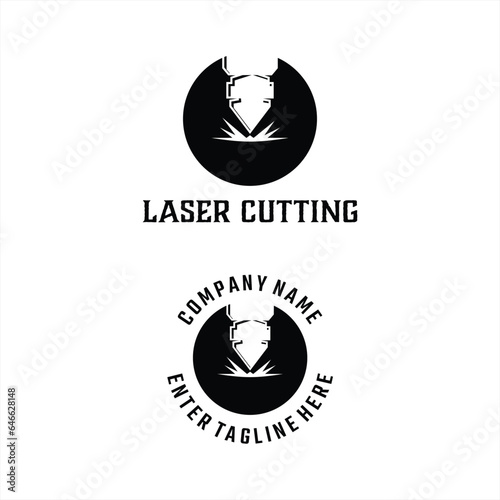 Laser Cutting logo design, laser cutting vector, vintage laser cutting