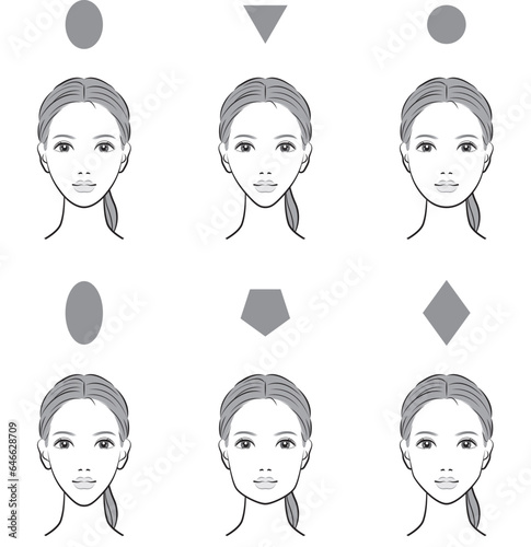 女性の顔のバランスのイラスト