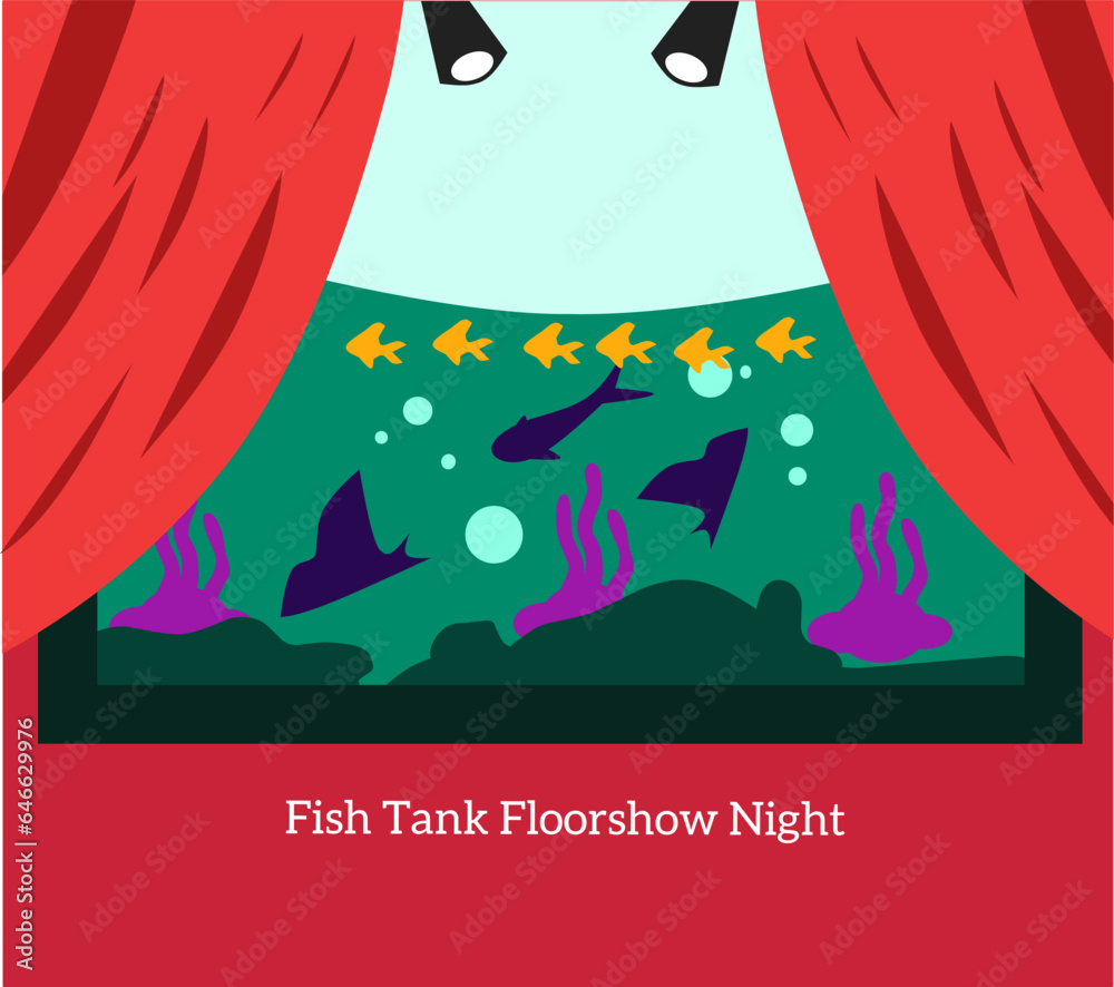 Fish Tank show containing large fish on a red background to commemorate Fish Tank Floorshow Night on September 28