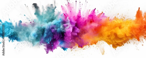 Abstract colorful splashes on white background.Generative AI photo