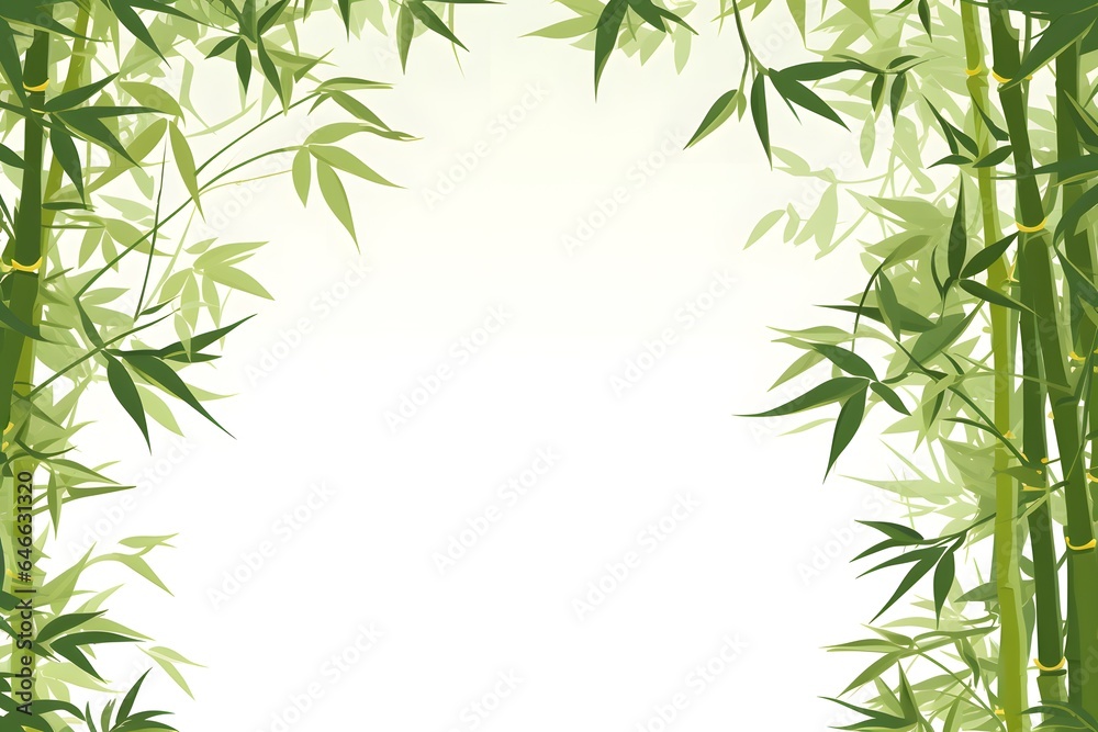 Bamboo with leaves frame background.