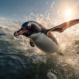 海で泳ぐペンギン