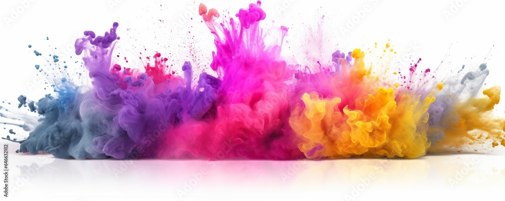 Abstract colorful splashes on white background.Generative AI