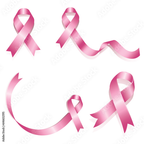 pink ribbon breast cancer day.  celebration valentines day set Vector EPS10