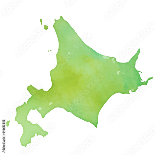 水彩風の北海道地図のイラスト