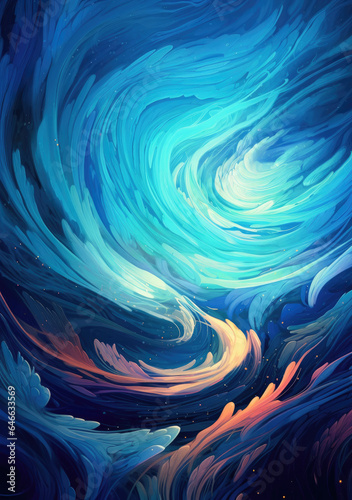 Dynamic swirling patterns and streaks of light, blue and red colors AI Generated