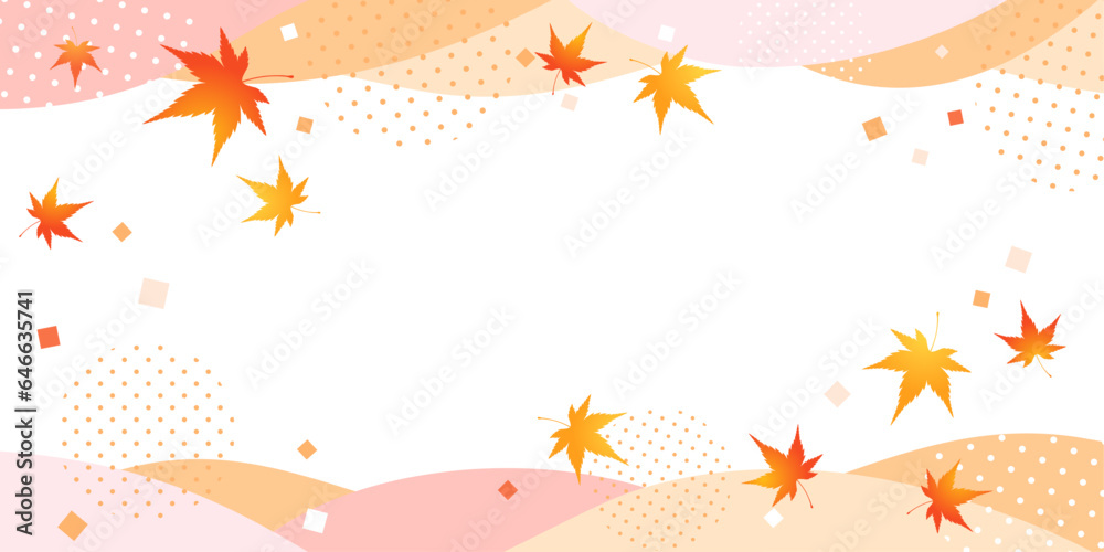 秋の紅葉と幾何学模様の背景