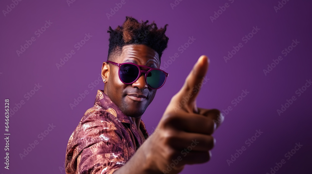 Obraz premium portrait of a man isolated on purple background 