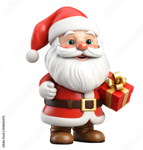 Santa claus christmas character 3d cartoon with presents, gifts happy celebrating isolated