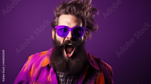 portrait of a man  isolated on purple background   © iwaart