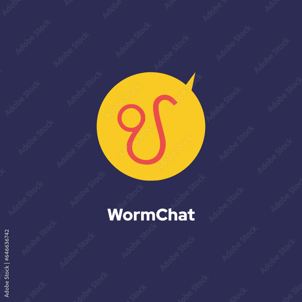 Fototapeta premium WormChat - Bubble with abstract line symbol icon concept