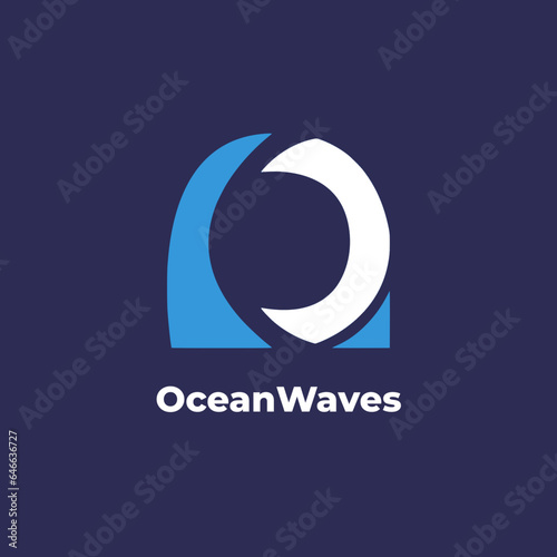 OceanWaves - Letter C with blue and ocean concept vector logo design template.