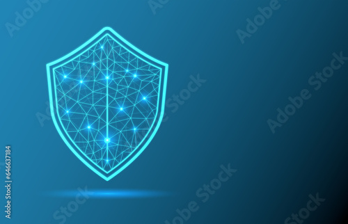 Cyber security concept. Security Shield composed of polygons. Business concept of data protection. 