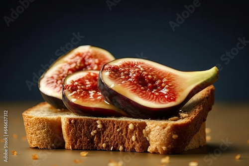 fig toast  macro shot of a fresh breakfast with Dripping Honey  AI Generated