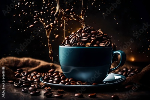 cup of coffee with beans