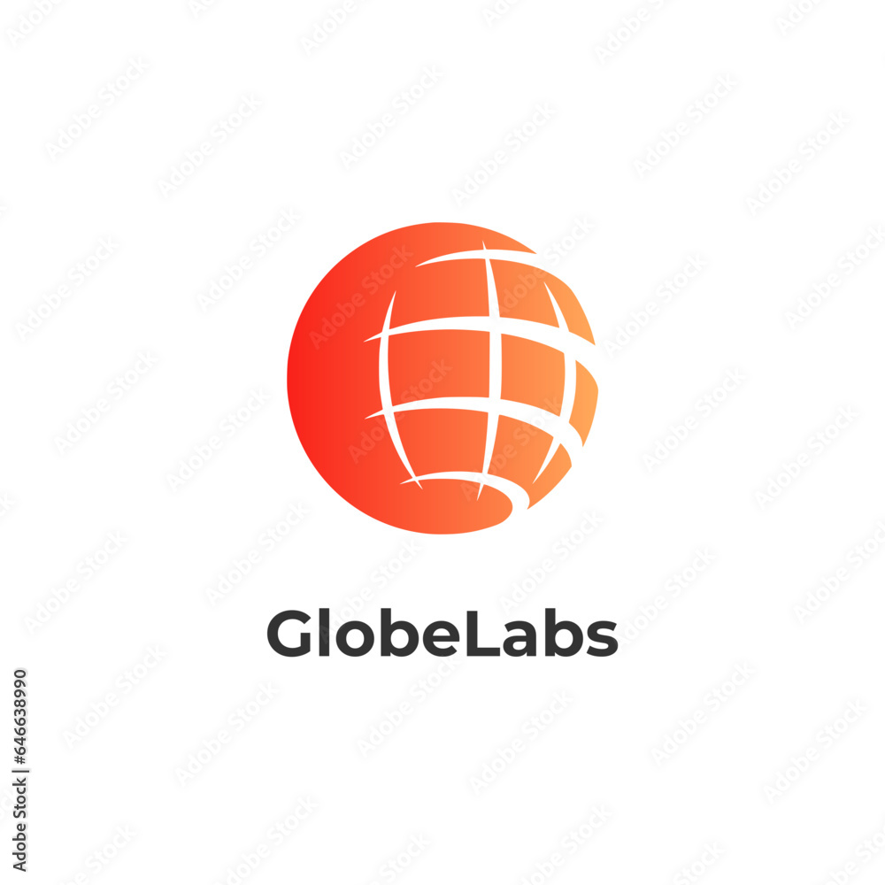 Fototapeta premium GlobeLabs - Adopts a globe logo design template, integrating a globe vector icon. Conveys the essence of a basketball ball logo concept.