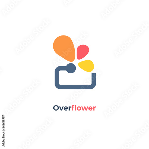 Overflow - Features an abstract community discussion exchange logo template vector icon.