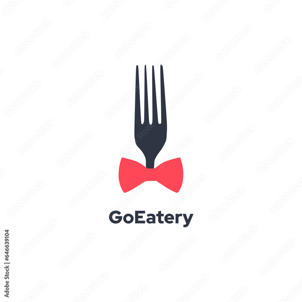 GoEatery - Incorporates a fork and bow tie logo icon, serving as a vector concept for restaurants, cafes, bars, and fast food establishments. GoEatery - Incorporates a fork and bow tie logo icon, serving as a vector concept for restaurants, cafes, bars, and fast food establishments.