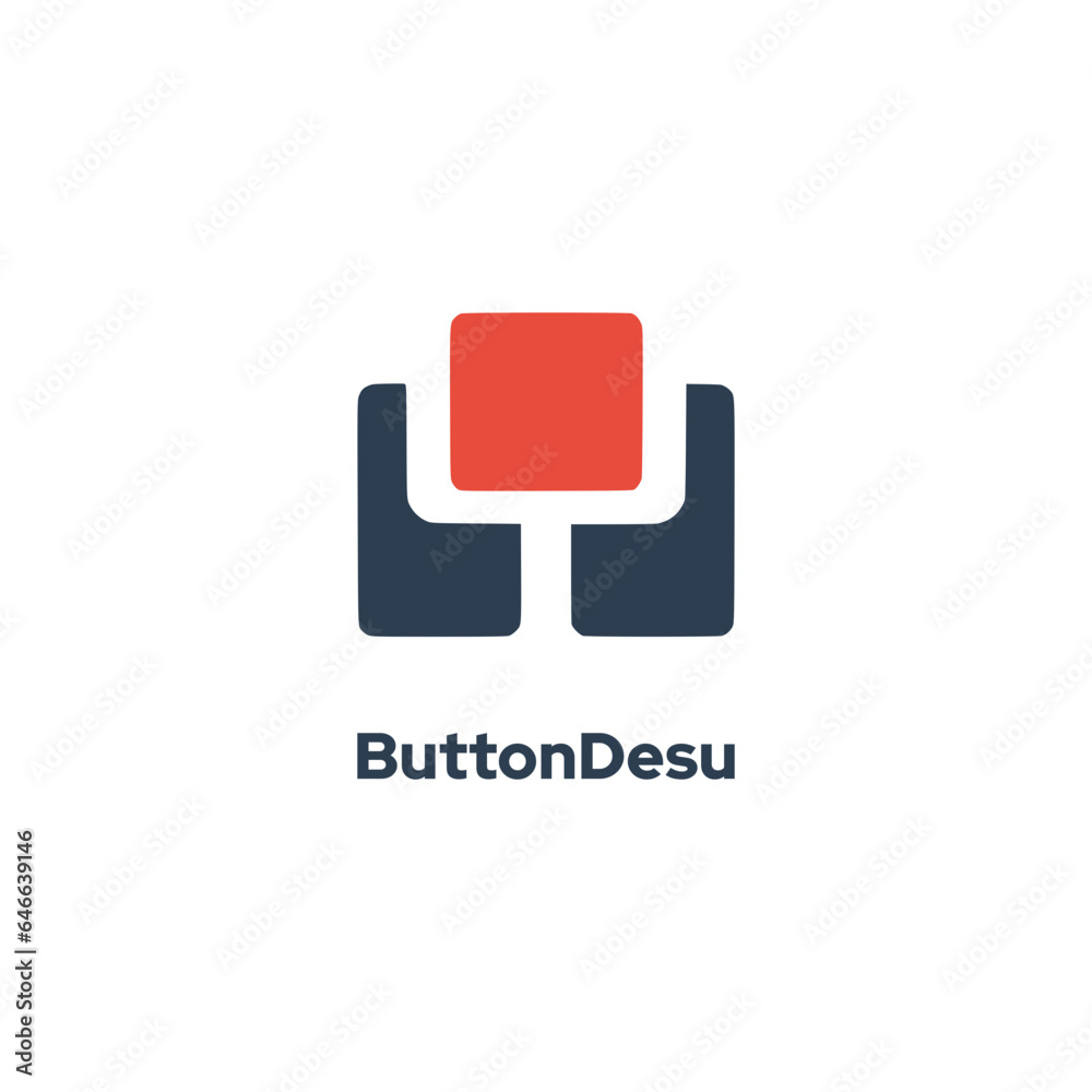 Fototapeta premium ButtonDesu - Incorporates an abstract vector logo design template, symbolizing technology and digital logotype concepts.