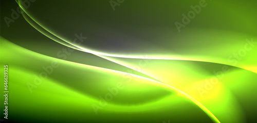 Neon-lit waves surge across background, mesmerizing dance of luminescence and motion. Dynamic backdrop captures essence of energy and modern aesthetics