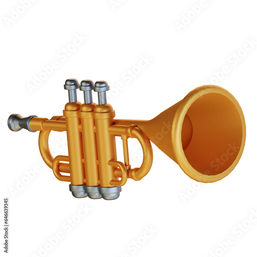 3d illustration golden trumpet