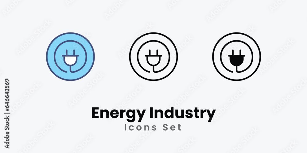 Energy Industry Icons set stock illustration.
