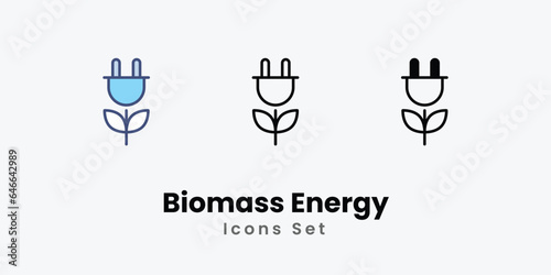 Biomass Energy Icons set stock illustration.